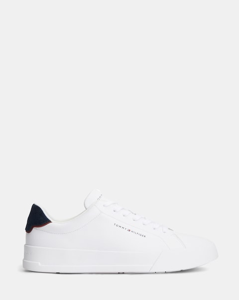 Tommy Hilfiger Court Leather Trainers - White/Navy