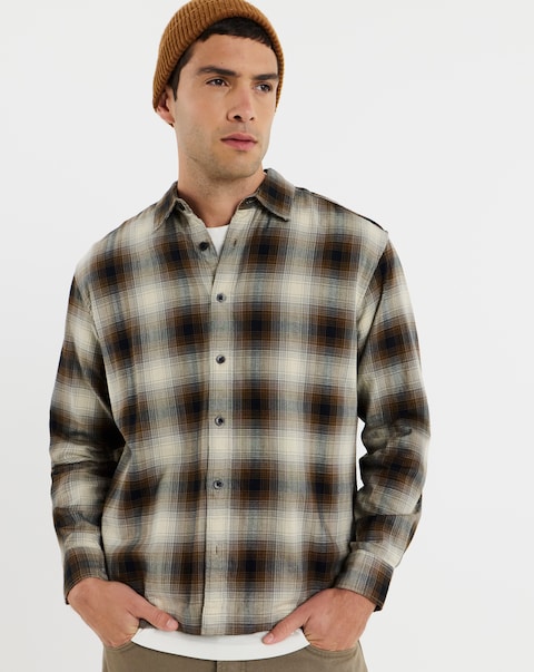Only & Sons Kosta Long Sleeve Check Regular Fit Shirt - Natural Check