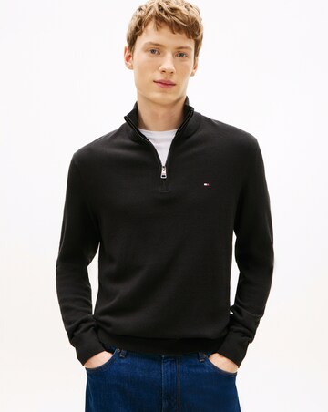 Tommy Hilfiger Cotton Cashmere 1/4 Zip Jumper - Black