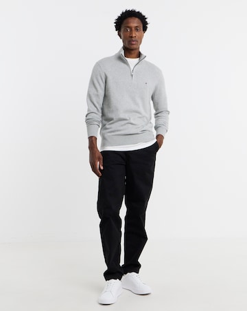 Tommy Hilfiger Cotton Cashmere 1/4 Zip Jumper - Grey Heather