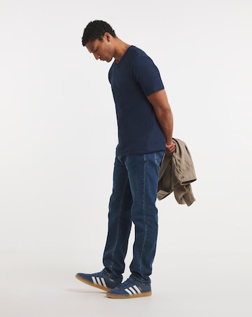 Pure Cotton V-Neck T-Shirt Long- Navy