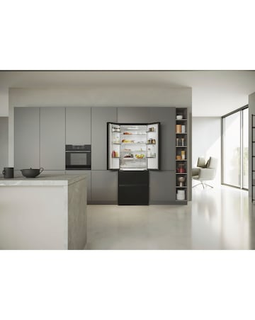 Haier HFR5719ENPB 70 FD Plain Door Refrigerator Black + Install