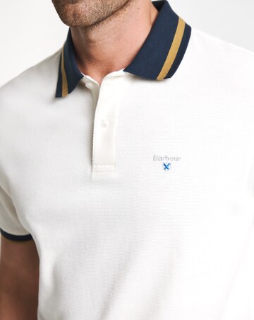 Barbour Anthron Short Sleeve Textured Tailored Polo Shirt - White