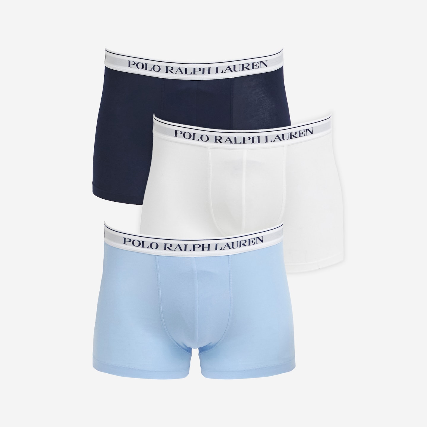 Polo Ralph Lauren blue multi 3 pack classic waistband trunks.