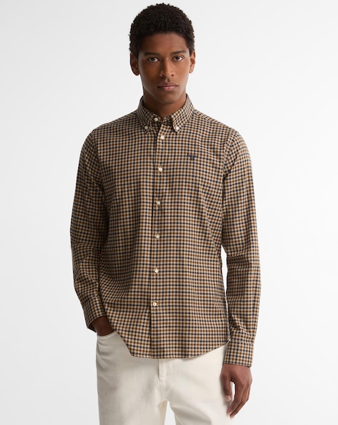 Barbour Finkle Long Sleeve Tailored Gingham Shirt - Dark Sand