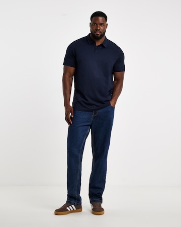 Pure Cotton Jersey Polo Long Length- Navy