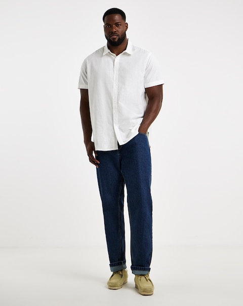 Short Sleeve Linen Blend Shirt
