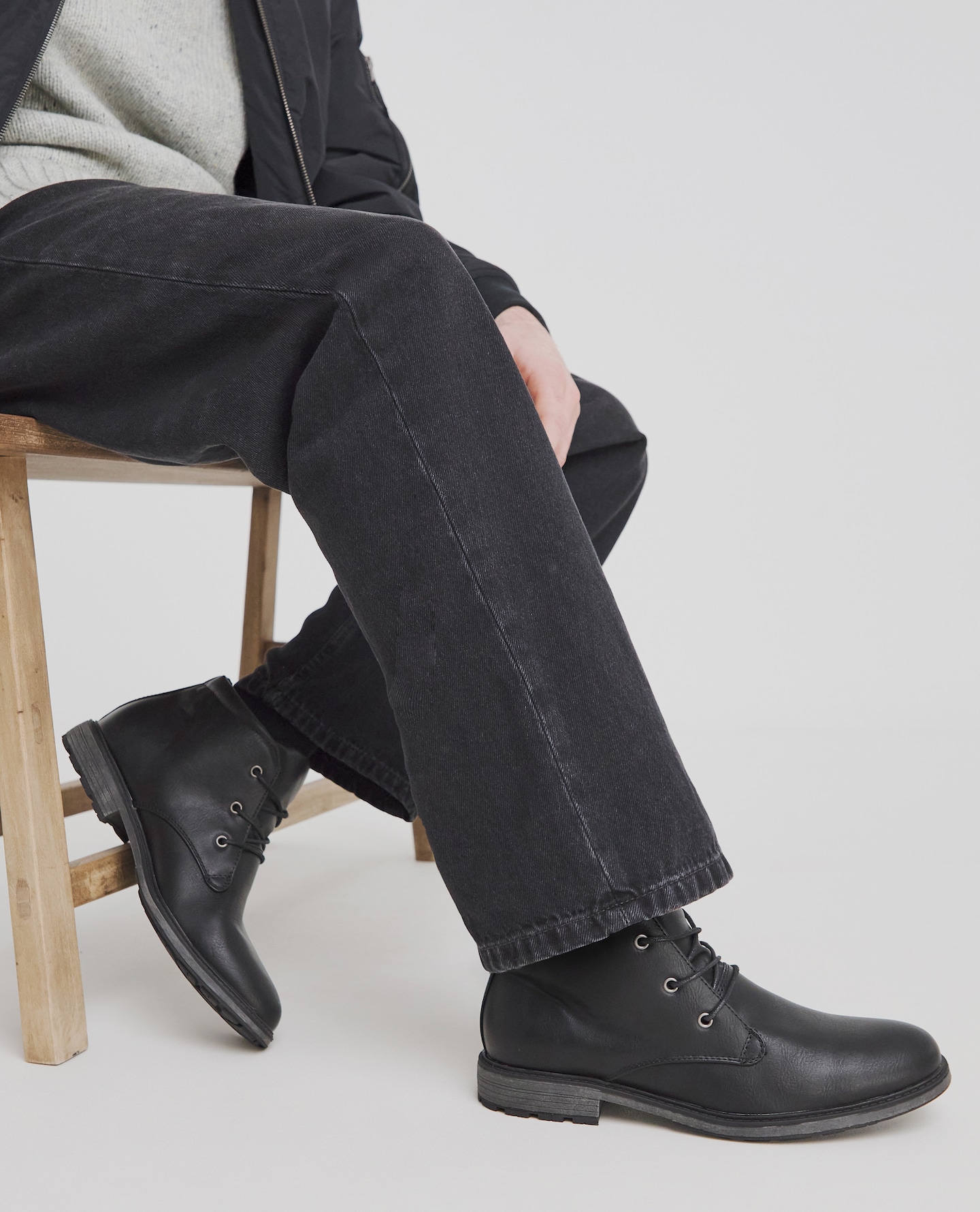 Model wears Penn Lace Up Boot Wide Fit