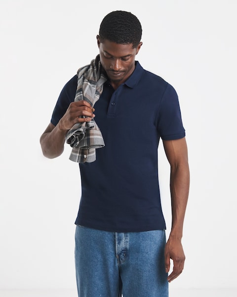 Pure Cotton Pique Polo- Navy