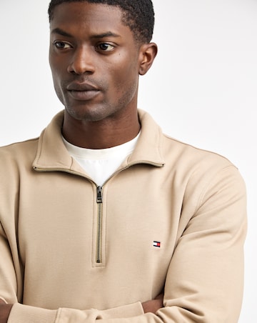 Tommy Hilfiger Essential Terry 1/4 Zip Sweat - Beige