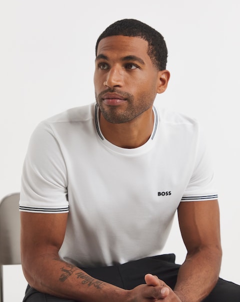 BOSS Short Sleeve Tipped T-Shirt - White