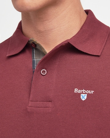 Barbour Short Sleeve Tartan Trim Pique Polo Shirt - Ruby