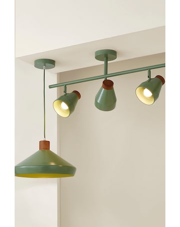 ValueLights Parker Green & Walnut Pendant Light