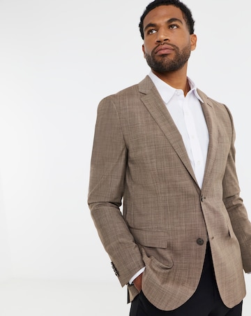 BOSS Beige Wool Mix Suit Jacket