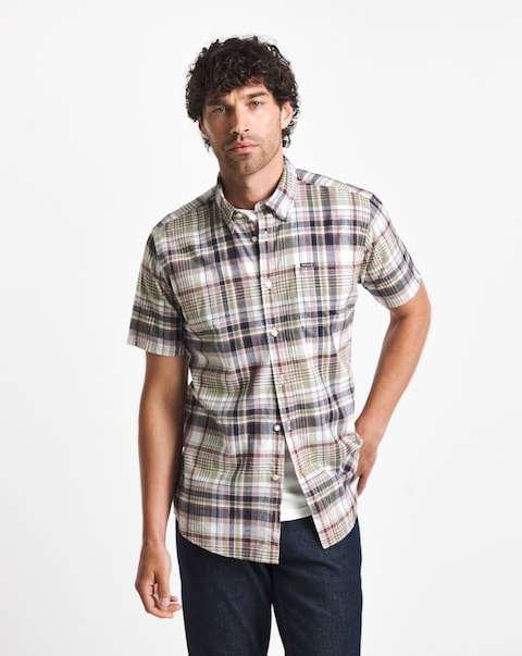Barbour Baycliff Short Sleeve Checked Shirt - Burnt Pepper