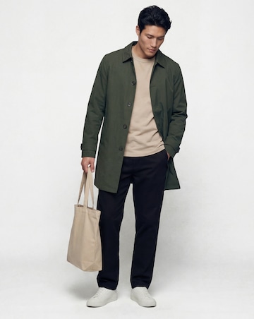 Khaki Mac With Tab Cuff Detail