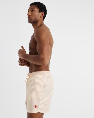 Calvin Klein Drawstring Waistband Swimming Short - Peach Stripe
