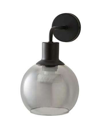 ValueLights Bellamy Black Rechargeable Smoke Glass Wall Light