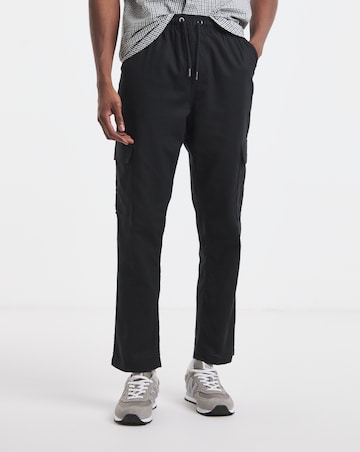 Linen Blend Fully Elasticated Cargo Trouser