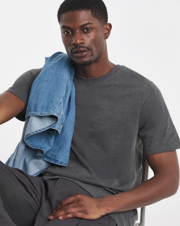 Pure Cotton Crew Neck T-Shirt Long Length- Charcoal
