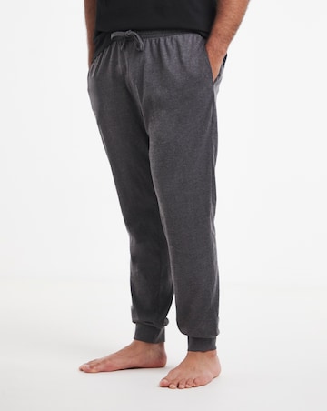 2 Pack Jersey Cuffed Lounge Joggers - Black/Charcoal