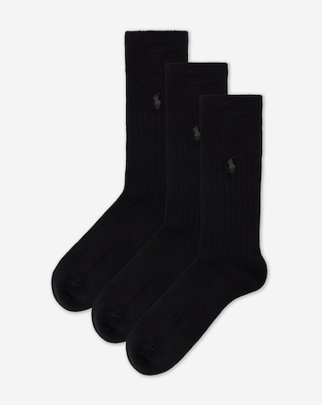 Polo Ralph Lauren 3 Pack Soft Touch Ribbed Socks - Black