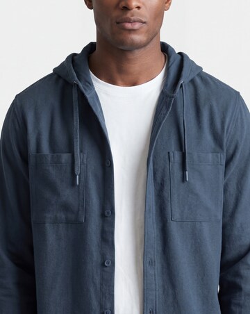 Cotton Hooded Flannel Check Shirt Long