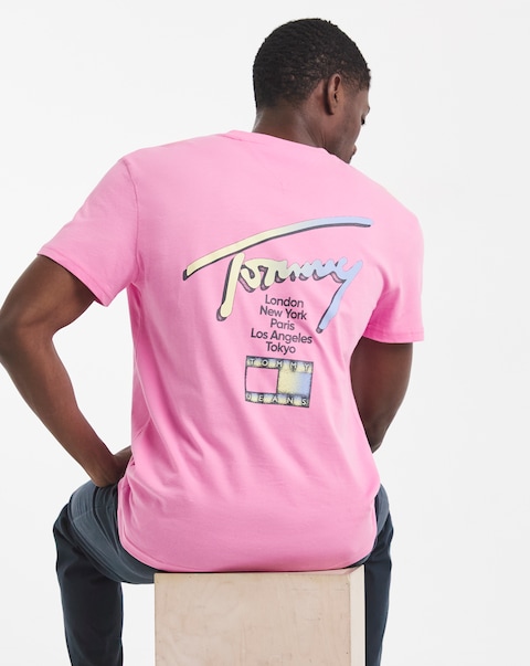 Tommy Jeans Short Sleeve City Signature T-Shirt - Pink