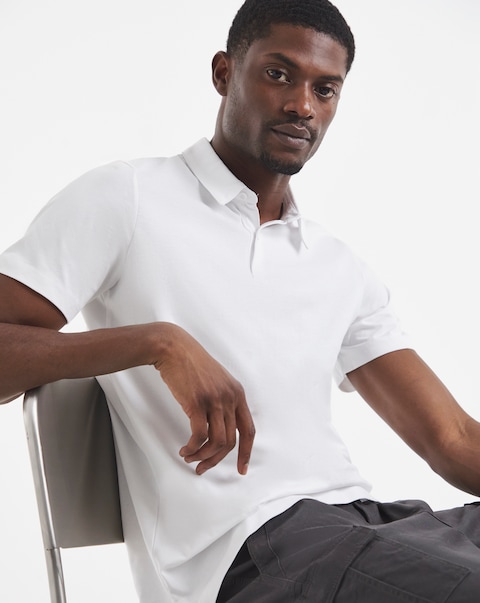 Pure Cotton Jersey Polo Long Length- White