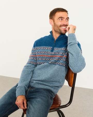 FatFace Fostal Half Neck Jumper - Blue