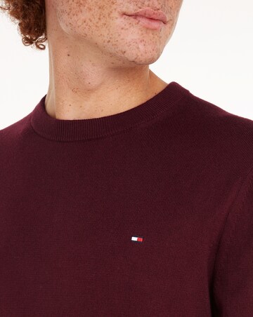 Tommy Hilfiger Cotton Cashmere Crew Neck Jumper - Burgundy