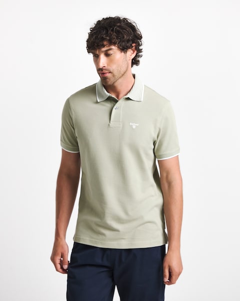 Barbour Denwick Short Sleeve Tipped Polo Shirt - Green