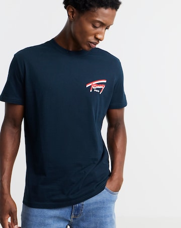 Tommy Jeans Short Sleeve Signature Back Print T-Shirt - Navy