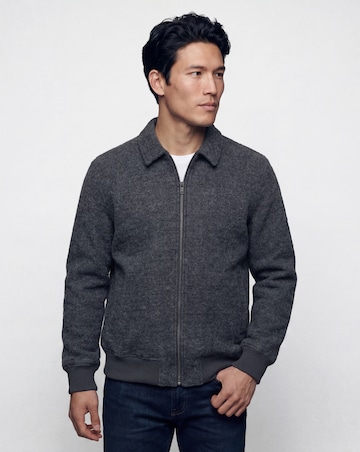 Wool Boucle Relaxed Varsity Jacket