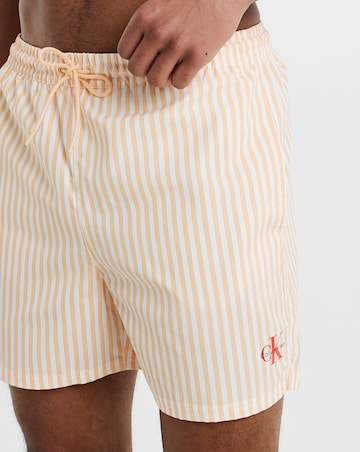 Calvin Klein Drawstring Waistband Swimming Short - Peach Stripe