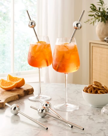 Pack of 5 Disco Ball Metal Straws
