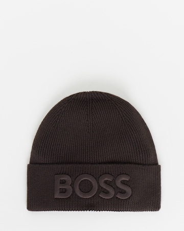 BOSS Embossed Logo Beanie - Dark Brown