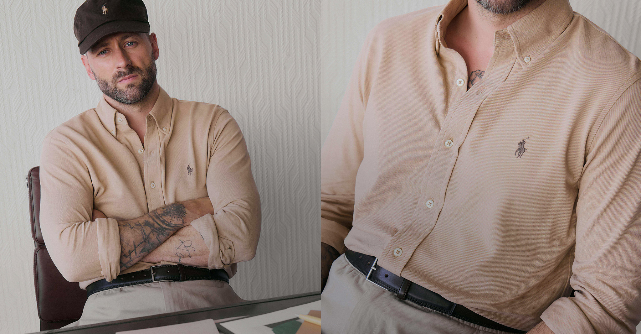 Thomas M. Lloyd wears Polo Ralph Lauren Short Sleeve Stretch Mesh Shirt - Vintage Khaki