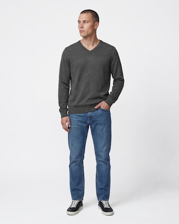 Cotton Knitted V Neck Jumper Long
