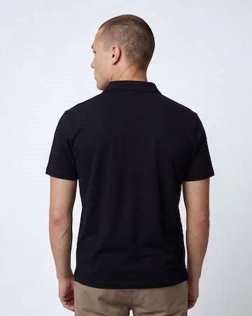 Folio Mercerised Supima Zip Neck Polo-Black
