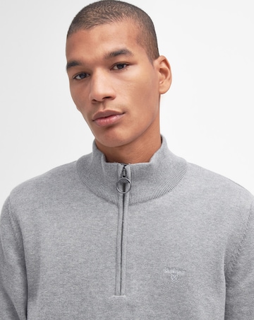 Barbour Cotton 1/2 Zip Knitted Jumper - Grey Marl