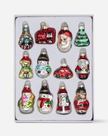 Gisela Graham Pack of 12 Painted Glass Mini Tree Decorations