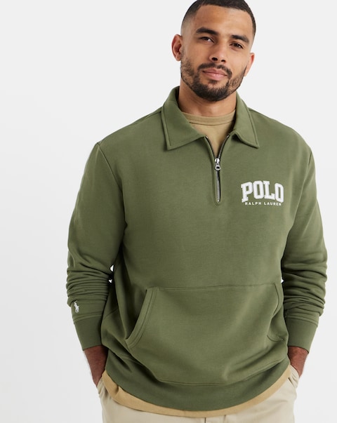 Polo Ralph Lauren Chest Logo 1/4 Zip Sweat - Green
