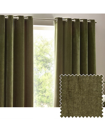 Yard Heavy Chenille Lined Eyelet Curtains