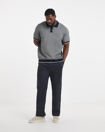 Geo Patterned Short Sleeve Knitted Polo