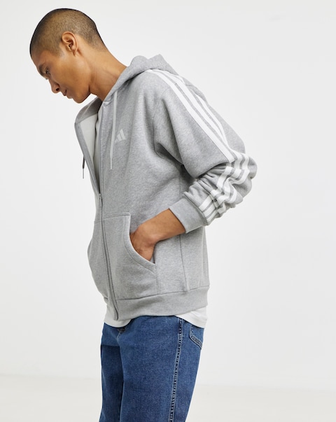 adidas 3 Stripes Fleece Full Zip Hoodie