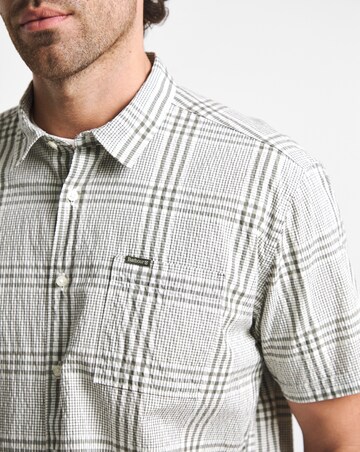 Barbour Carrock Short Sleeve Checked Seersucker Summer Shirt - White