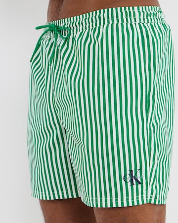 Calvin Klein Drawstring Waistband Swimming Short - Green Stripe