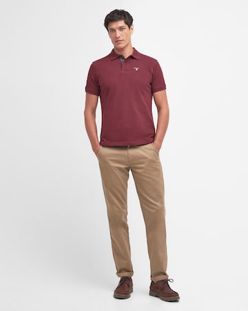 Barbour Short Sleeve Tartan Trim Pique Polo Shirt - Ruby
