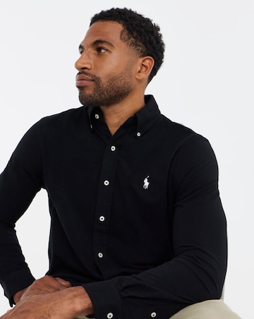 Polo Ralph Lauren Long Sleeve Stretch Mesh Shirt - Black
